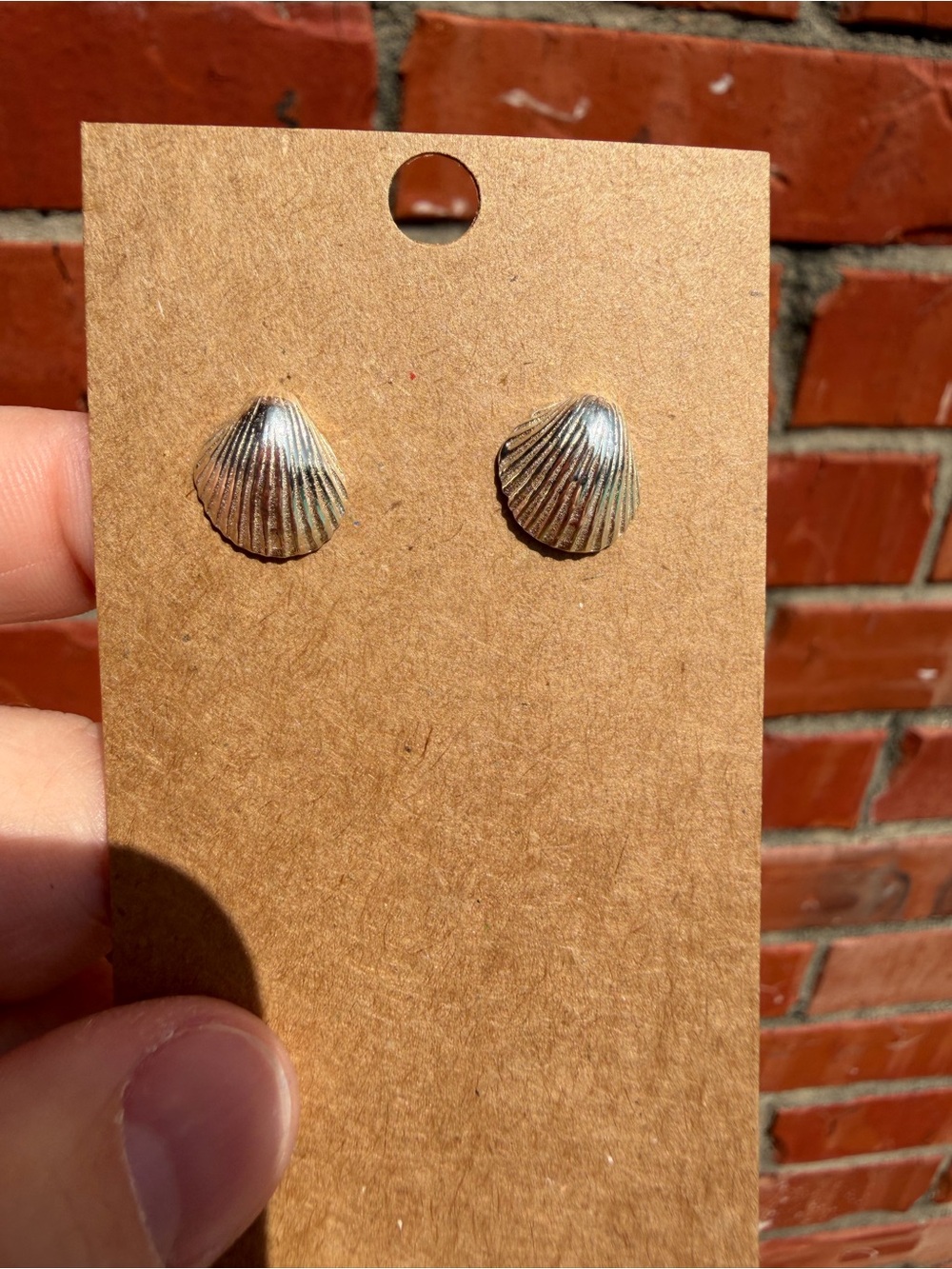 Silver Seashell Stud Earrings